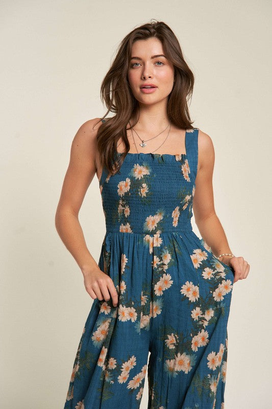 Floral Printed Ruffle Jumpsuit